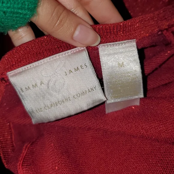 5 for $25 | Vintage Emma James Shimmer Short Sleeve Blouse and Cardigan Set - Picture 9 of 13